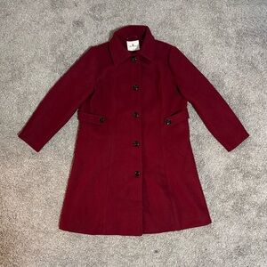 Agnes Orinda Women's Burgundy Plus Size Coat Size 2X   Turndown Collar